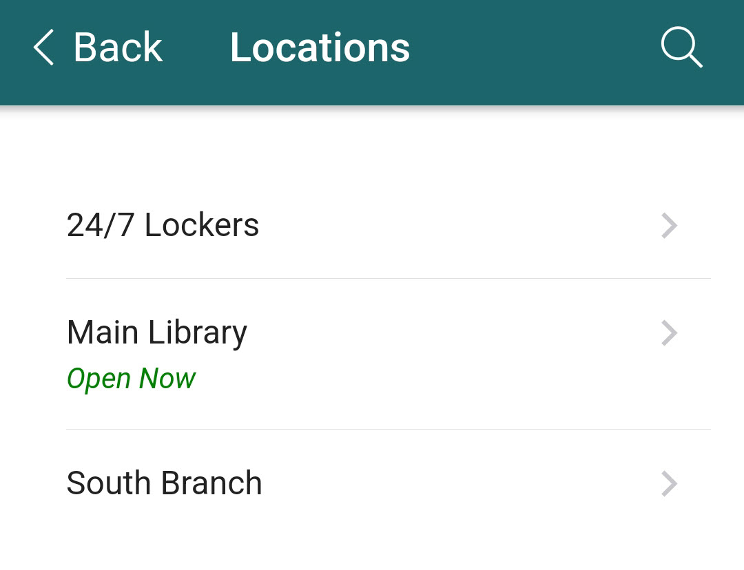 select main branch, South branch, or 24-7 lockers