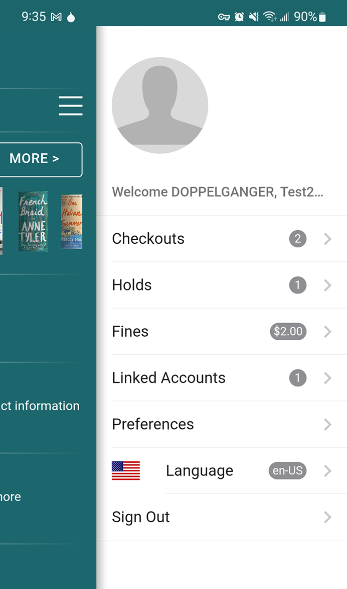 "My Account" - view checkouts, holds, fines, linked accounts, preferences, and languages