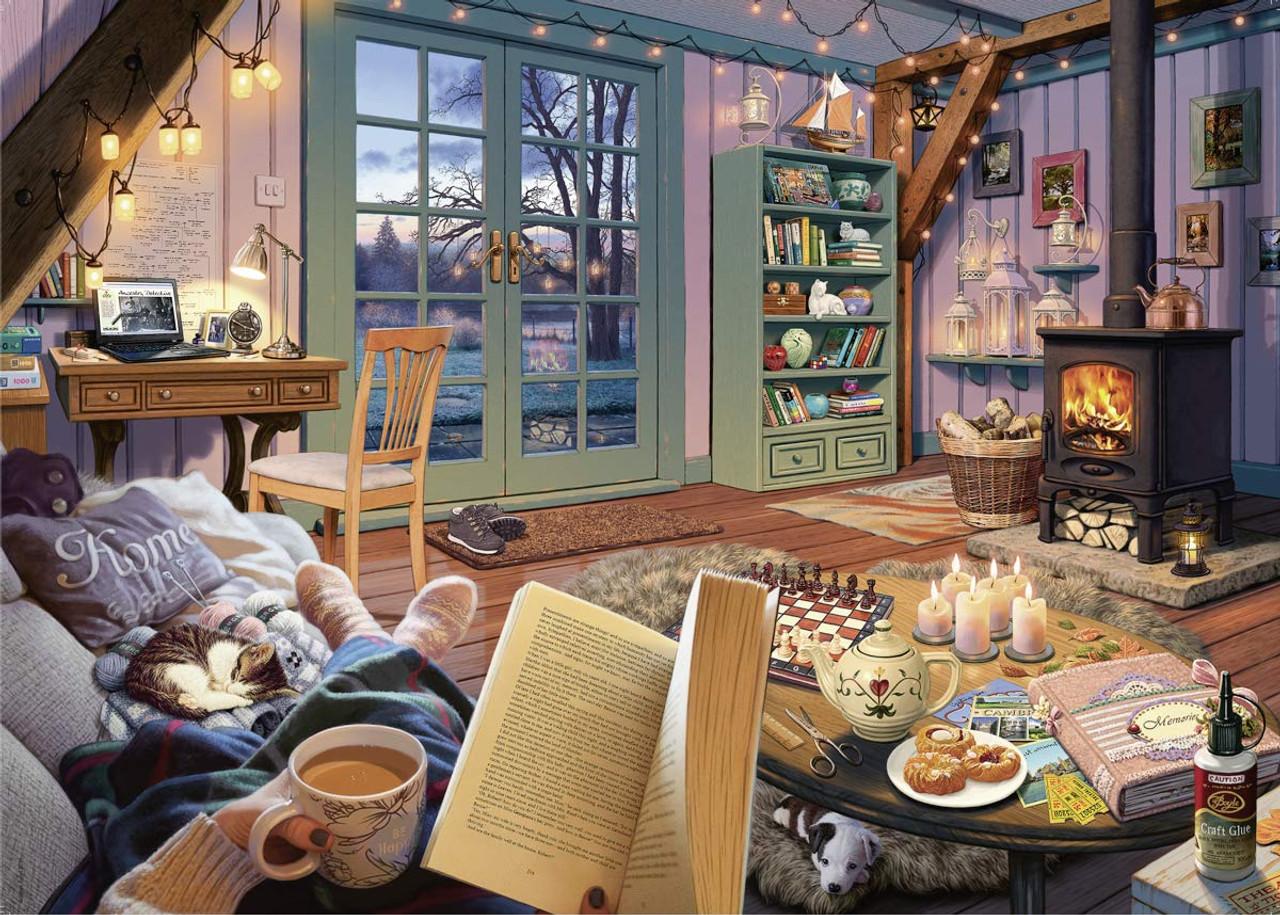 A hot beverage, toasty fire and a captivating story refreshes your mind, body and spirit in our The Cosy Shed puzzle!