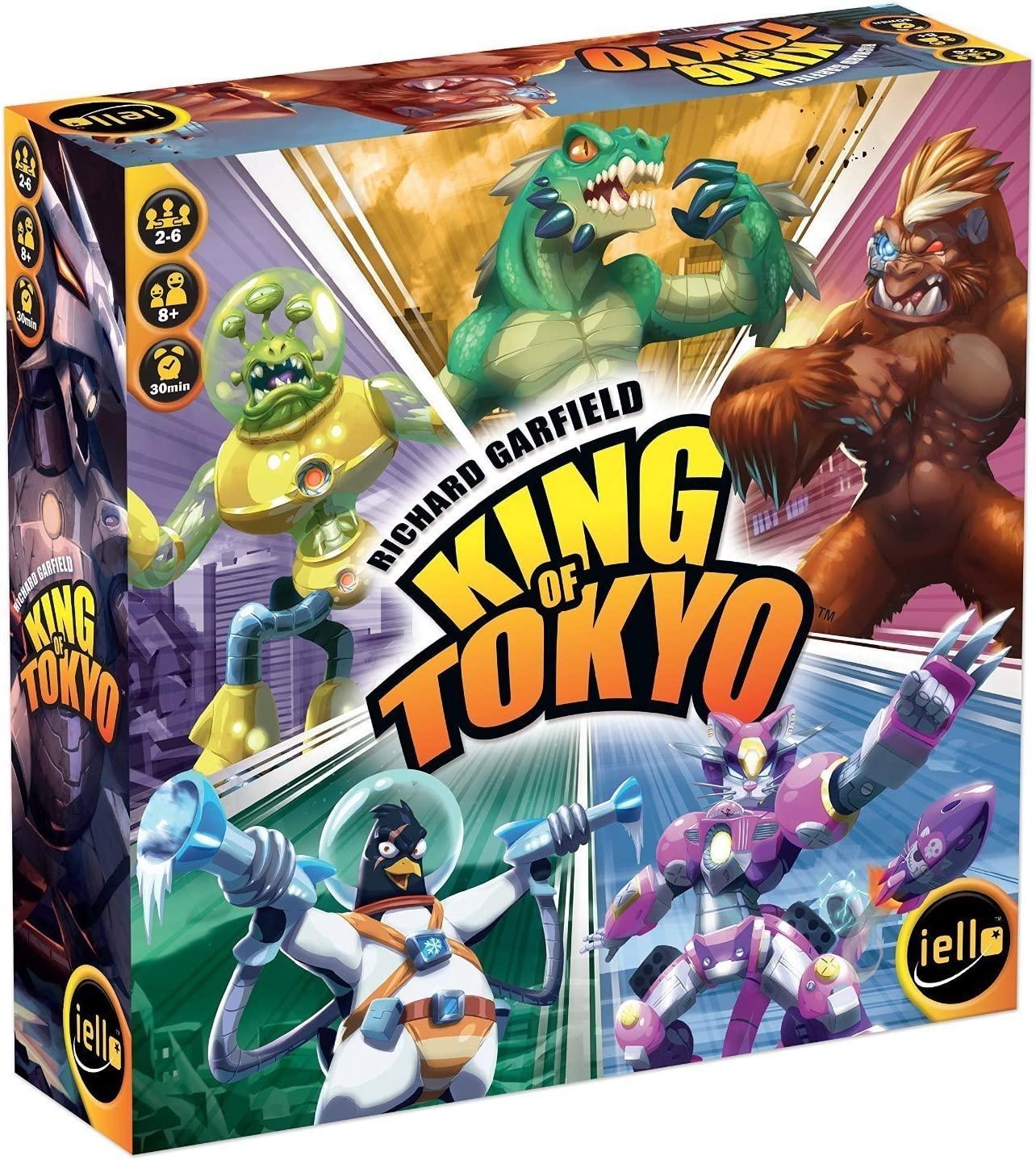 1 game (6 cardboard figures, 6 monster boards, 1 Tokyo board, 6 black dice, 2 green dice, 66 power cards, 50 energy cubes, 28 tokens) : carboard, plastic ; in box 26 x 26 x 8 cm + 1 rule book (7 pages : colo illustrations ; 22 cm.)