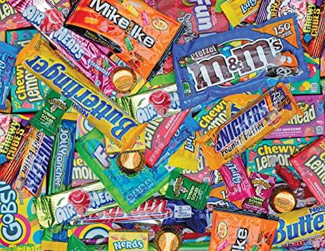 This 500 piece puzzle is a kaleidoscope of colorful candy bars, from all of your favorite brands!