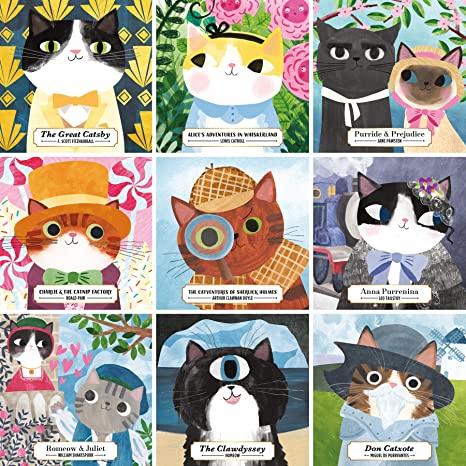 This jigsaw puzzle features 9 famous writers as adorable cat portraits. Some of these artists include Romeow & Juliet by William Shakespurr, The Great Catsby by F. Scott Fitzhairball and Purride & Prejudice by Jane Pawsten and more!