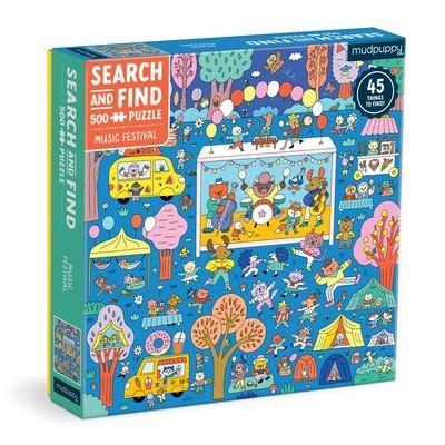 Music Festival 500 Piece Search and Find Family Puzzle from Mudpuppy is double the fun! First, piece together the 500-piece puzzle highlighting a fun and exciting music festival. After piecing the puzzle together, test your observation skills to find the 40+ items within the puzzle image. Can you find them all?