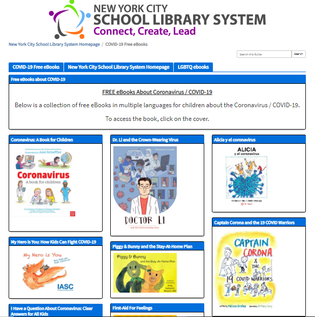 NYC school library system - free ebooks about coronavirus