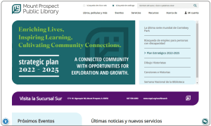 New website home page translated to Spanish. Screenshot. Un visual de el nuevo sitio de web.