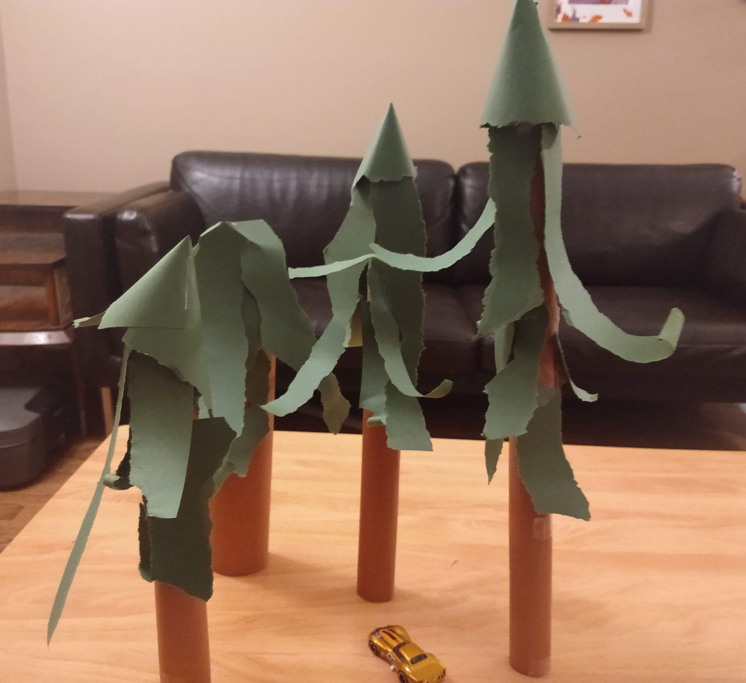 trees made from paper and paper towel rolls