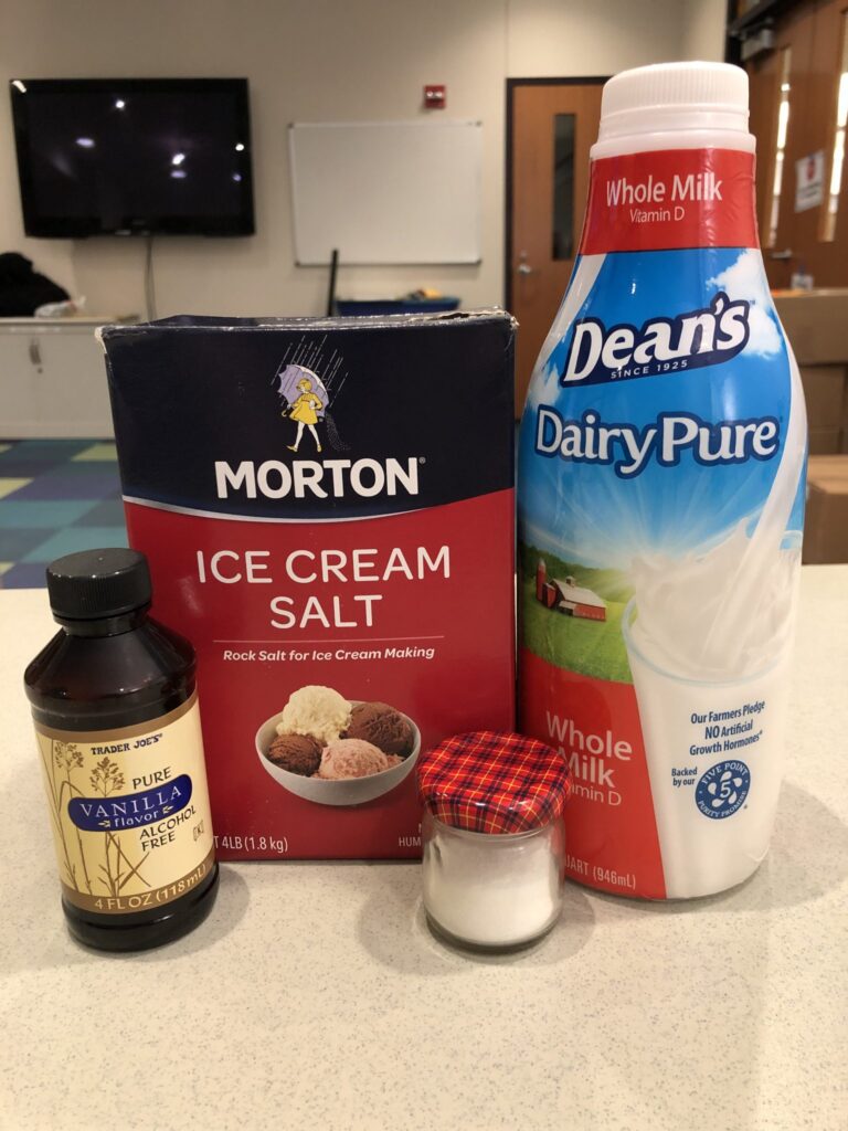 Homemade ice cream ingredients.