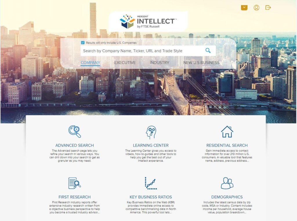 Example of Mergent Intellect home page