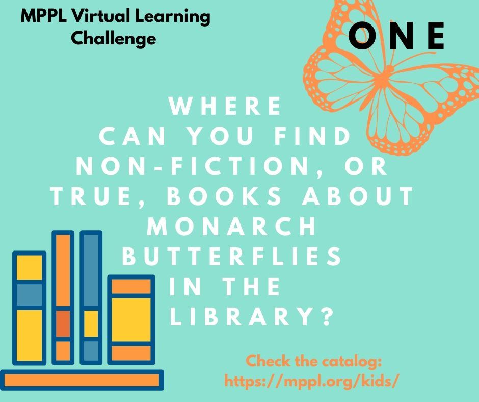 Where can you find non-fiction, or true, books about monarch butterflies in the library?