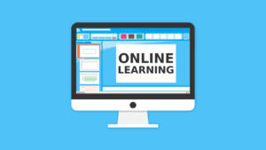 Computer displaying online learning