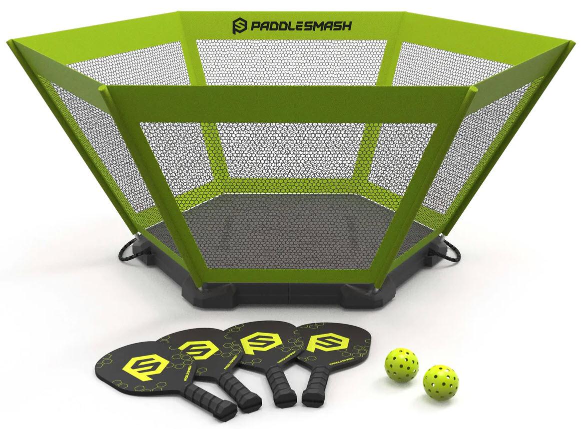 An outdoor game combines the best of Pickleball and Roundnet into a fun and easy-to-learn bump, set and smash game.
