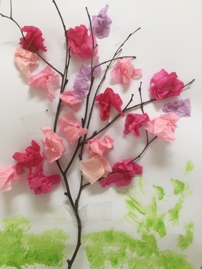 tissue paper cherry blossom craft