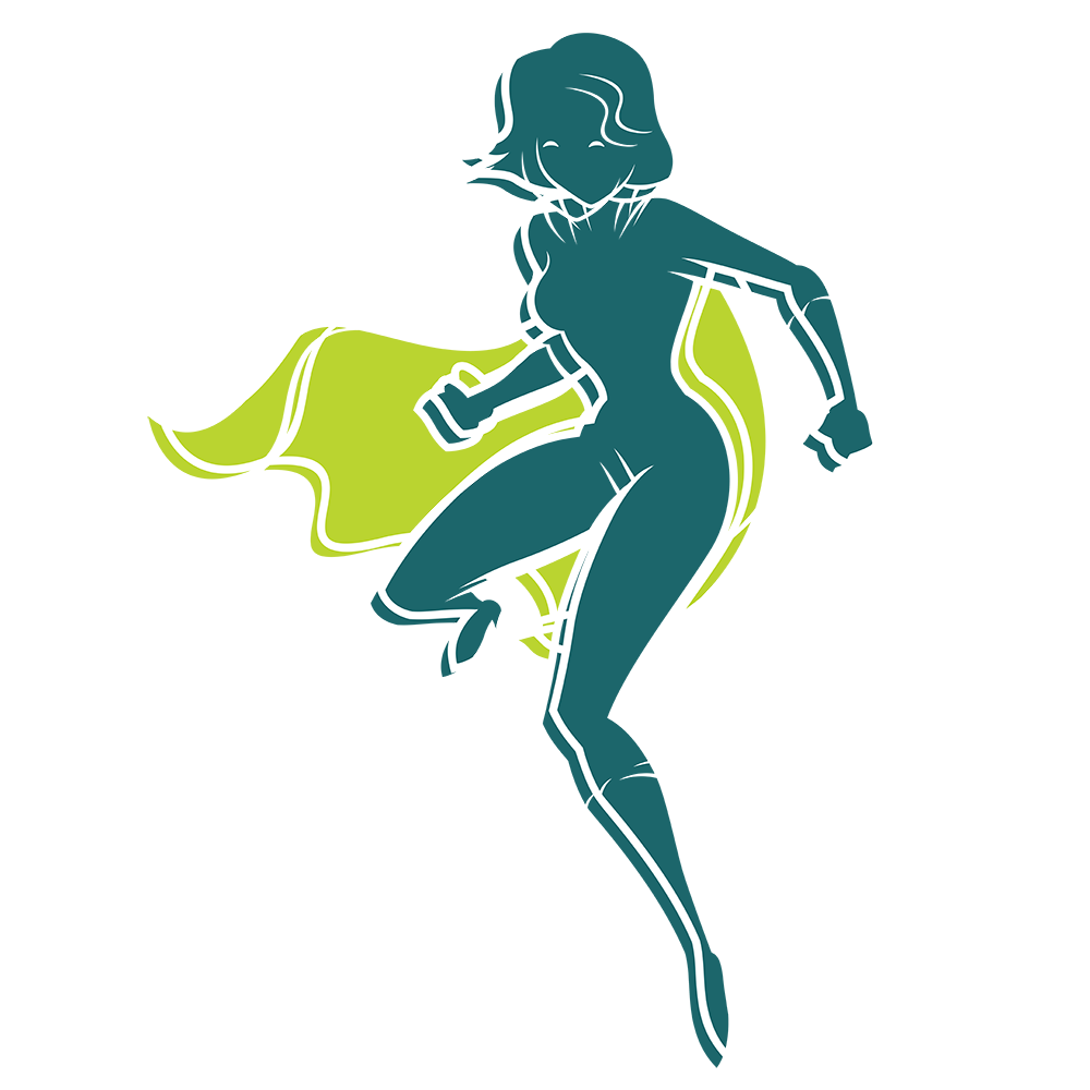 Female superhero silhouette. Illustration.